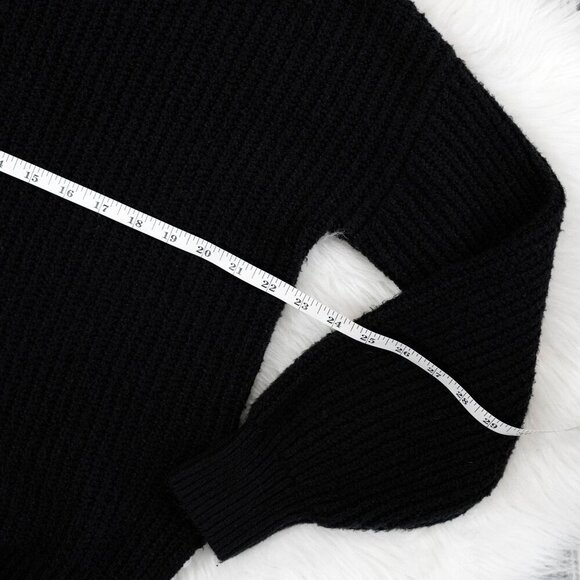 Rachel Zoe Sweater Sz L Black Textured Mockneck Bubble Long Sleeve - Picture 5 of 7